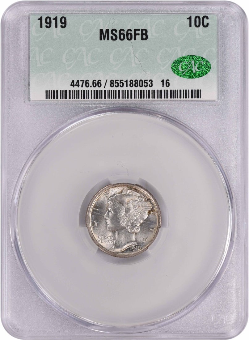 CACG 1919 Mercury Silver Dime MS66FB (1 of 3)