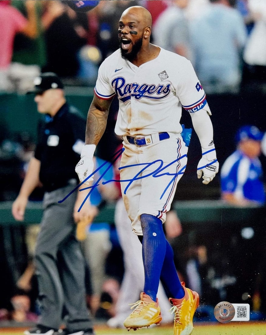 (Beckett) Adolis Garcia Rangers Autographed 8x10 Baseball Photo (1 of 1)