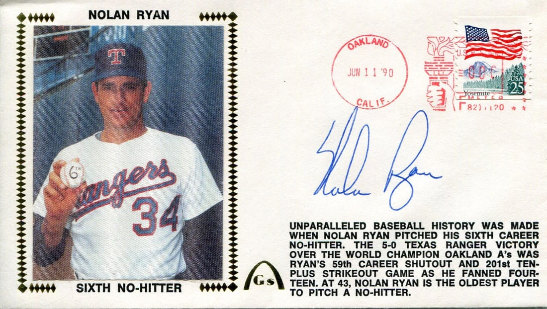 (JSA) Nolan Ryan Autographed 1st Day Cover (1 of 2)