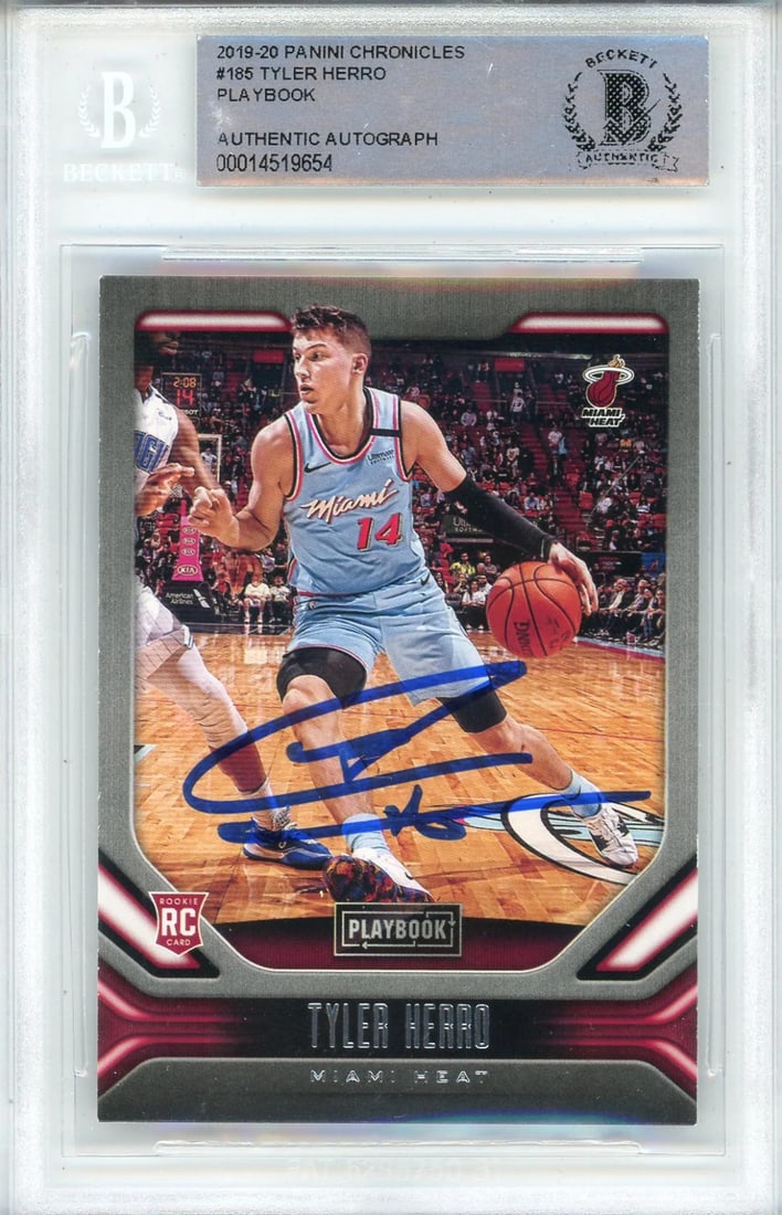 (BGS Tyler Herro Autographed 2019-20 Panini Chronicles Playbook Rookie Card #185 (1 of 2)