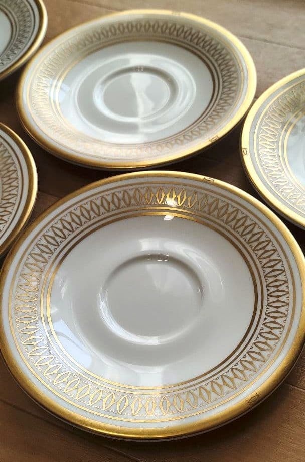Tableware Cartier saucer plate Set of 5 Porcelain White Gold 6 in (1 of 20)