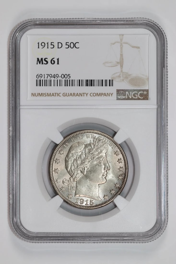 MS61 1915-D BARBER HALF DOLLAR NGC (1 of 2)