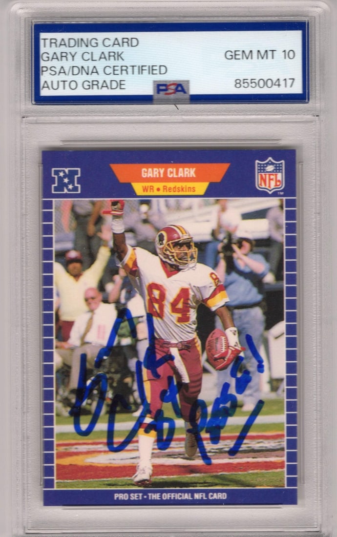 Card Gary Clark 1989 Topps #424 Autographed Card PSA GEM MT 10 (1 of 2)