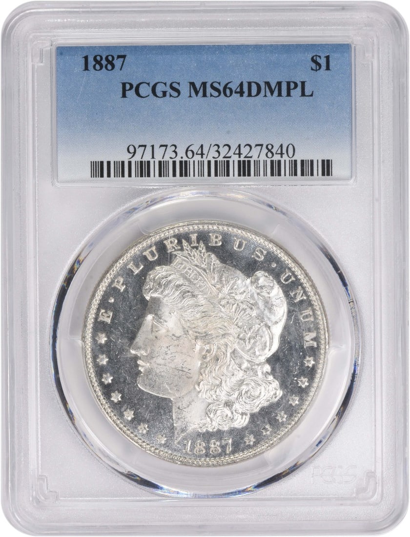 PCGS 1887 Morgan Silver Dollar MS64DMPL (1 of 2)