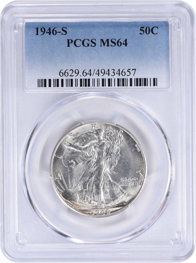 PCGS 1946-S Walking Liberty Silver Half Dollar MS64 (1 of 2)