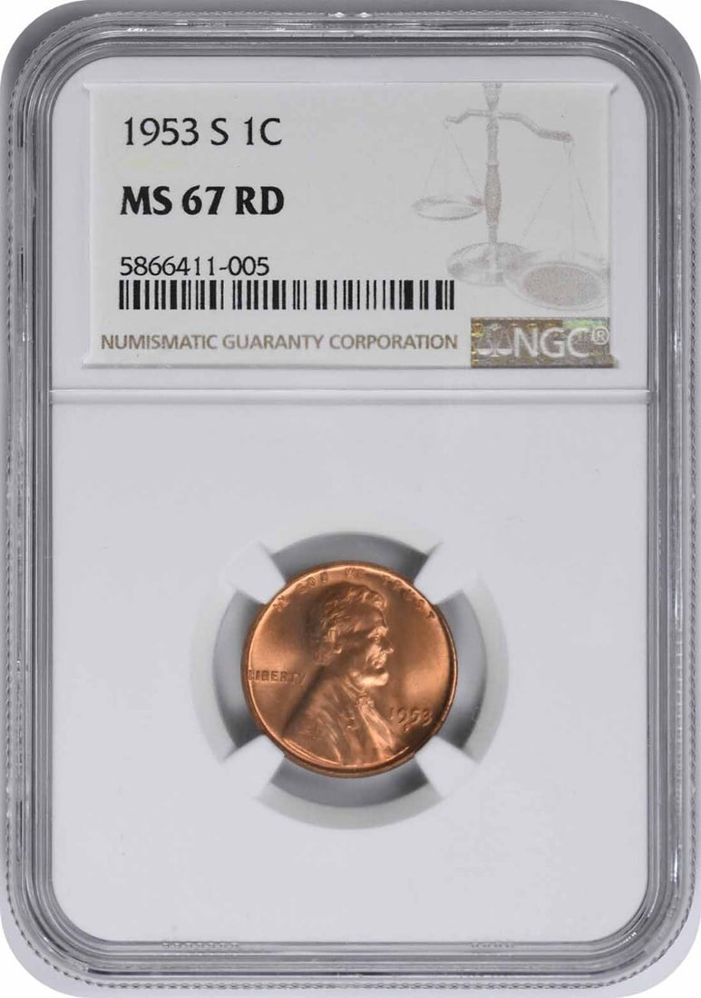 NGC 1953-S Lincoln Cent MS67RD (1 of 2)