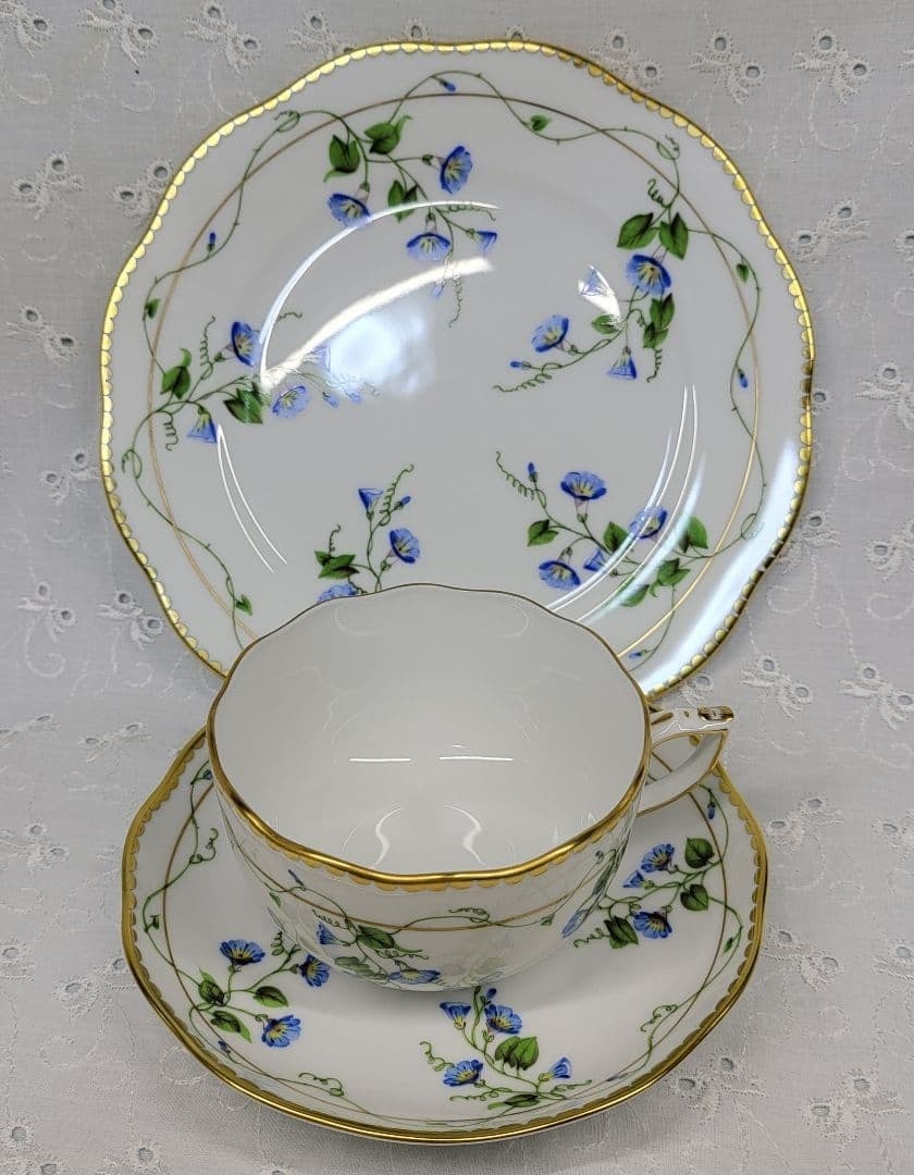 Tableware Herend Morning Blue Glory Tea Cup Saucer Plate Trio Set Porcelain (1 of 19)