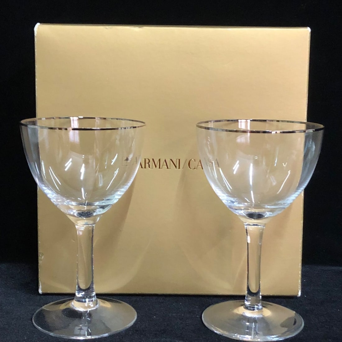 Box Armani Casa Glass Pair Set Crystal Clear Luxury Drinking Glasses with (1 of 10)
