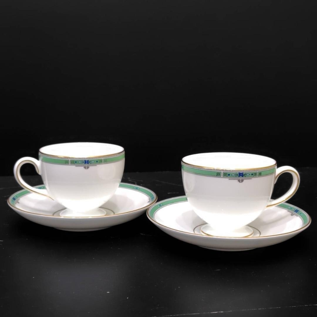 England Wedgwood Jade Cup Saucer set Of 2 White Bone china Tableware (1 of 8)