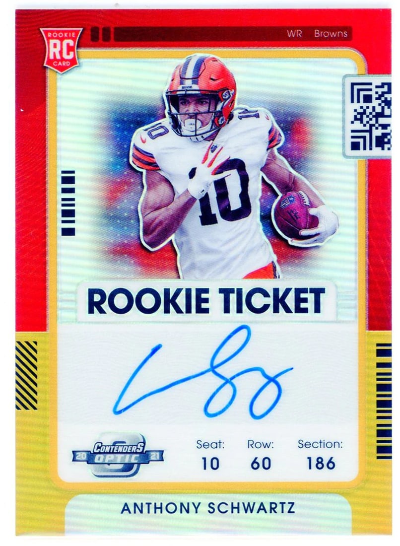 Pri Anthony Schwartz Autographed 2021 Panini Contenders Optic Rookie Ticket Gold (1 of 2)