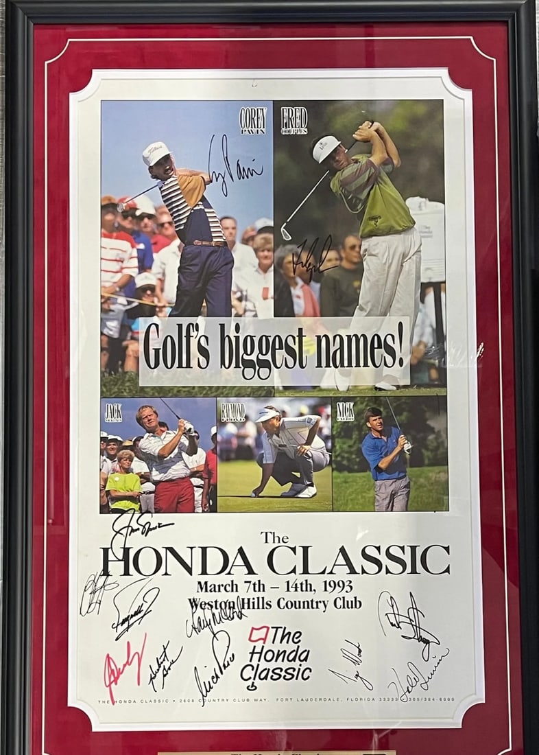 (JSA) 1993 The Honda Classic Autographed Framed Poster Tiger Woods (1 of 2)