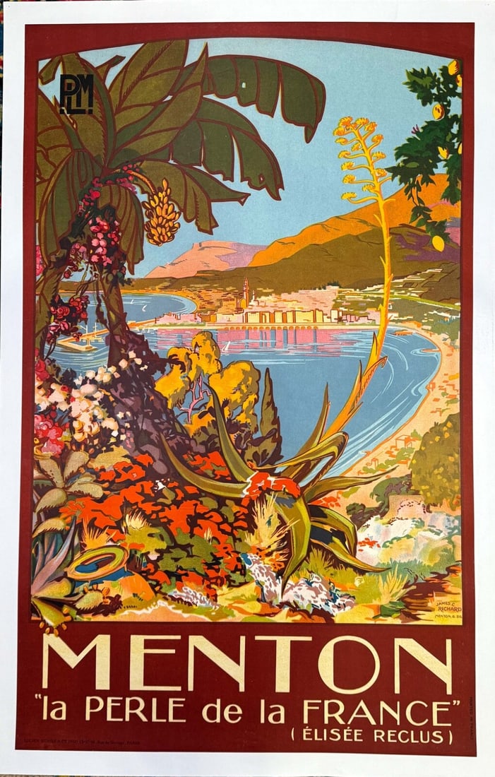 Railways Menton Poster By James Richard 1930 For Plm French (1 of 5)