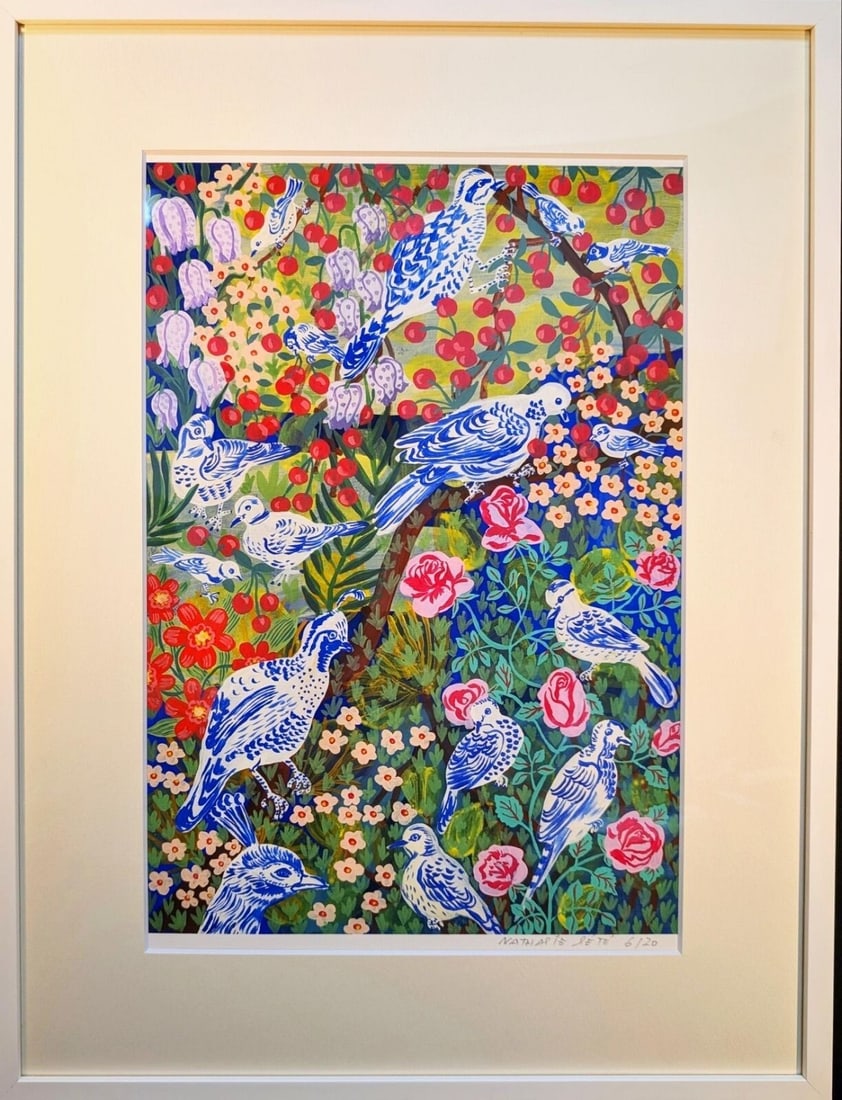 20 Nathalie Lete Tapisserie Birds Gicle Print Signed COA Framed Limited Edition (1 of 6)