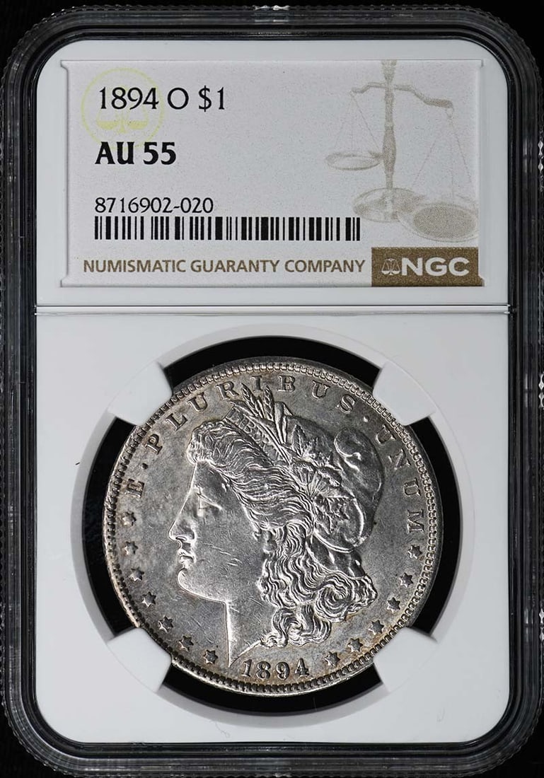 AU55 1894-O O Morgan Dollar S$1 NGC: AU55 1894-O O Morgan Dollar S$1 NGC This listing features AU55 1894-O O Morgan Dollar S$1 NGC. Item specifics are provided below. Item Specifics: Certification: NGC Certification Number: 8716902020 Gr