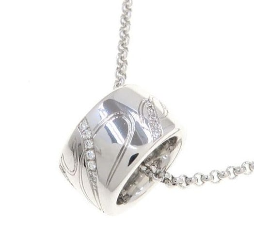 in Chopard Chopardissimo 18k White Gold Diamond Logo Tube Pendant Necklace 16.5 (1 of 8)