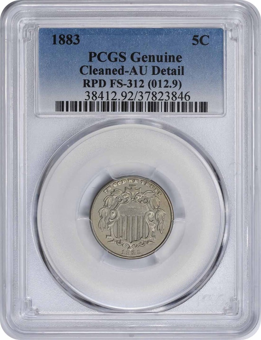 PCGS 1883 Shield Nickel RPD FS-312 AU Details Cleaned (1 of 2)