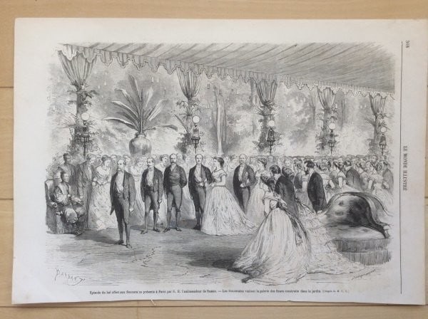 Engraving Paris Exposition Universelle 1867 Russian Embassy Ball with Sovereigns (1 of 5)
