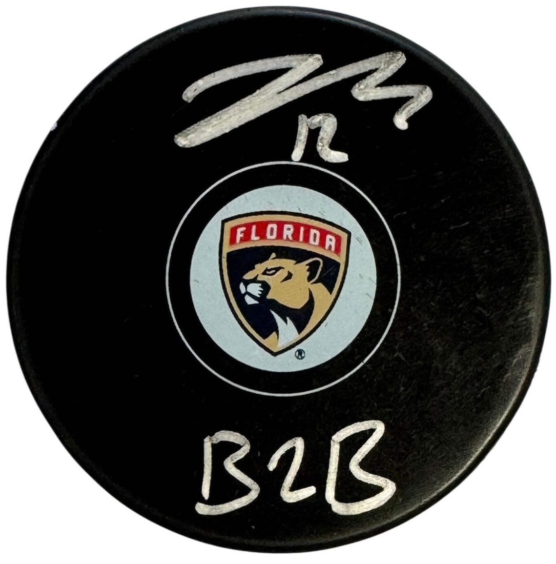 Witness) Jonah Gadjovich Back 2 Back Autographed Official Panthers Puck (JSA (1 of 2)