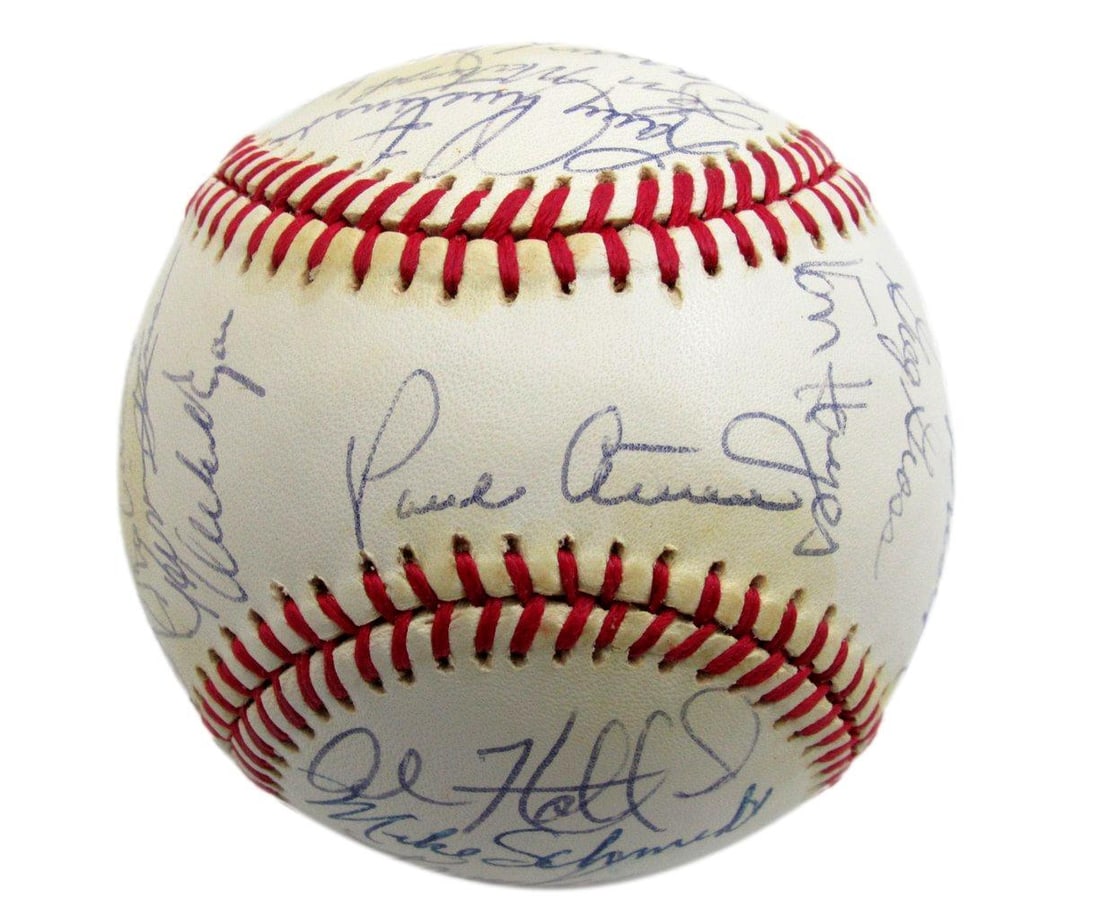190039 1983 Phillies NL Champs Team Sign by 27 ONL Baseball Schmidt Carlton HOF (1 of 6)