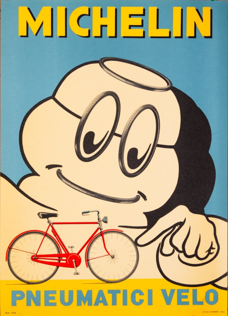 Printing Michelin Bibendum Italian Bicycle Tire Poster 1959 Bicycle Original (1 of 5)