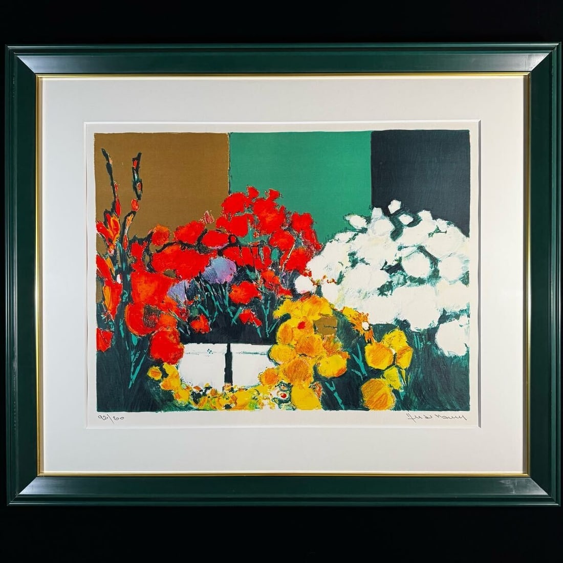 Framed Jean Claude Allenbach Lithograph Print Gladiolus France 92/ 200 Signed (1 of 7)