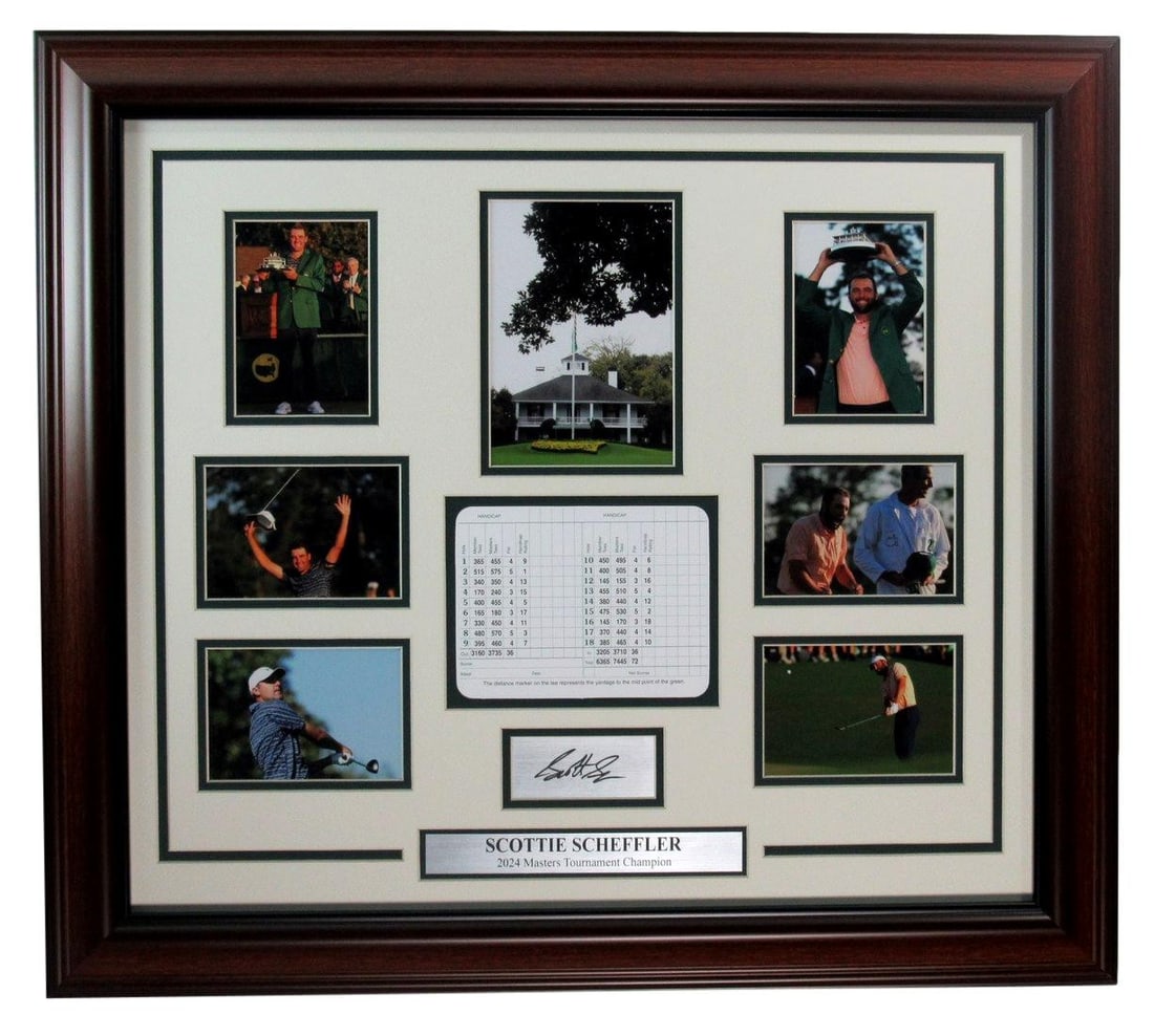 190798 Scottie Scheffler 2024 Masters Champ Laser Engraved Photo Collage Framed (1 of 3)
