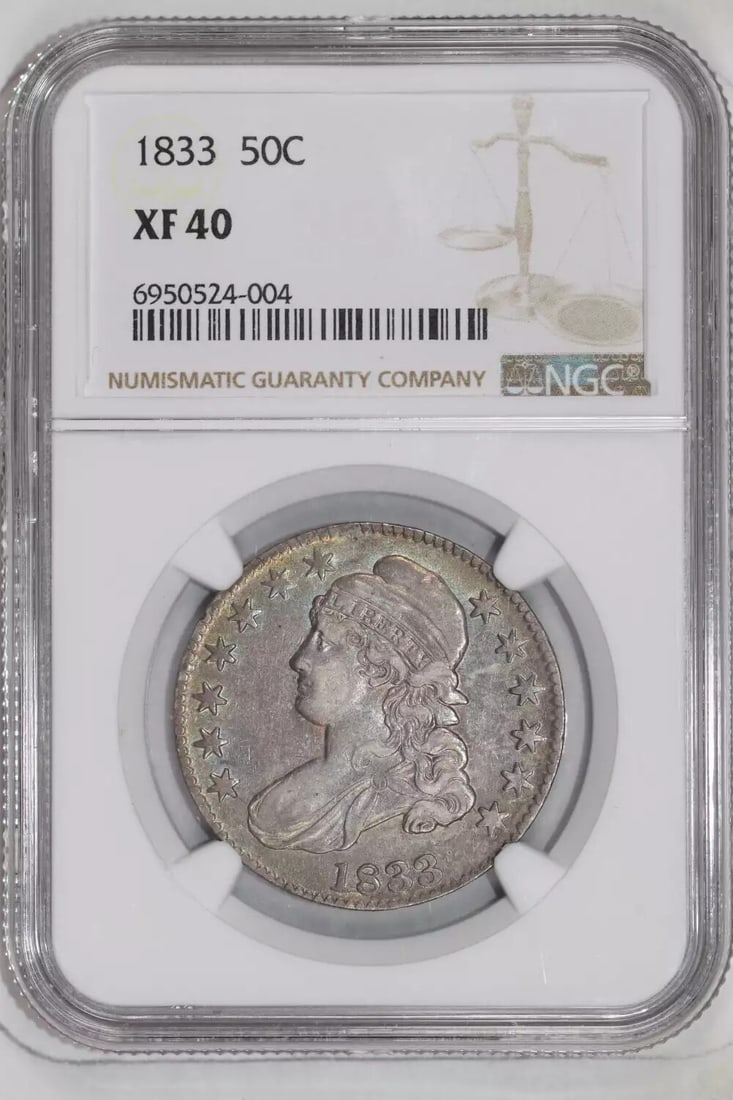 NICE COLOR - 1833 BUST HALF DOLLAR NGC XF40 (1 of 2)