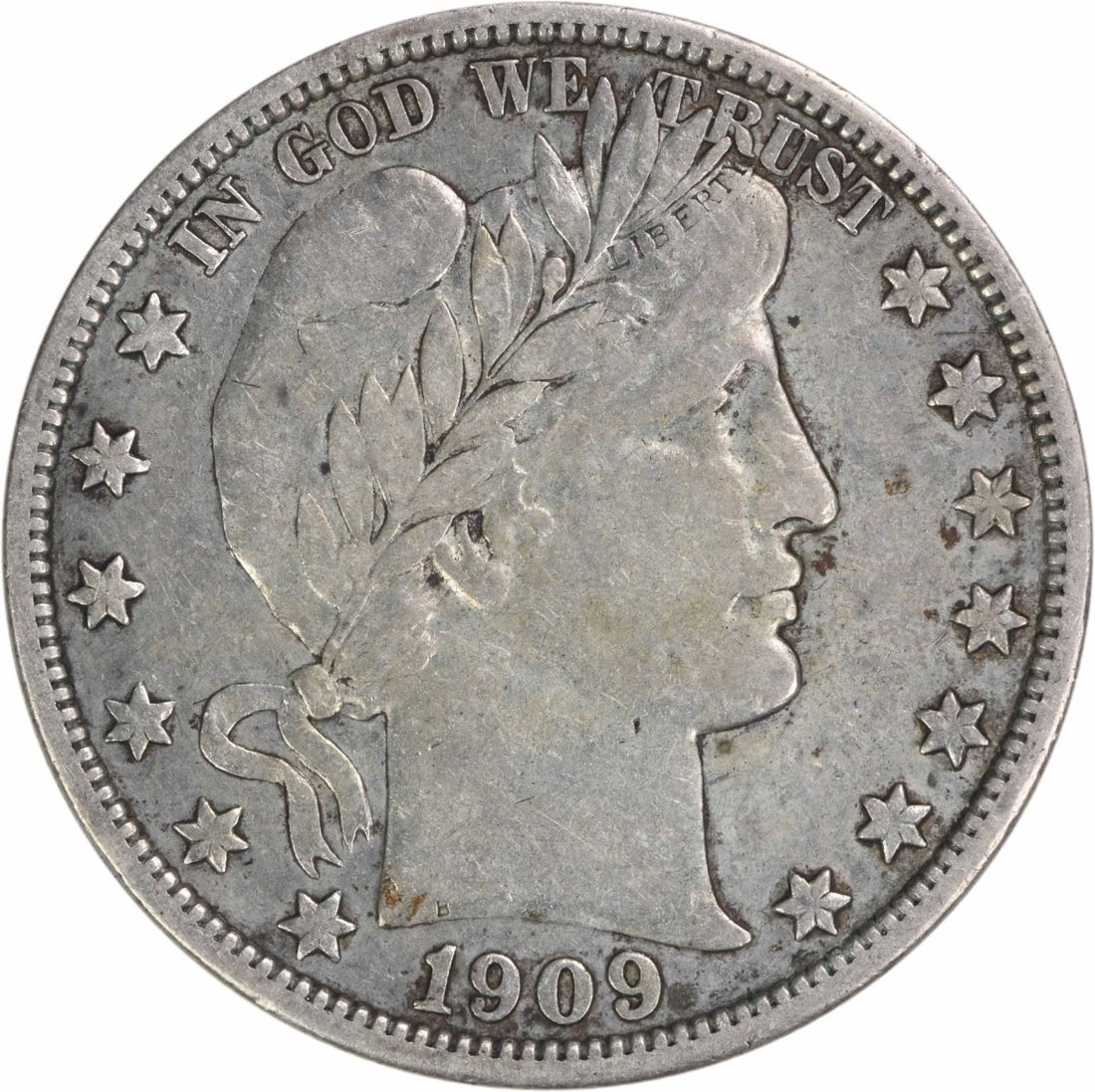 Uncertified 1909 Barber Silver Half Dollar VF (1 of 2)