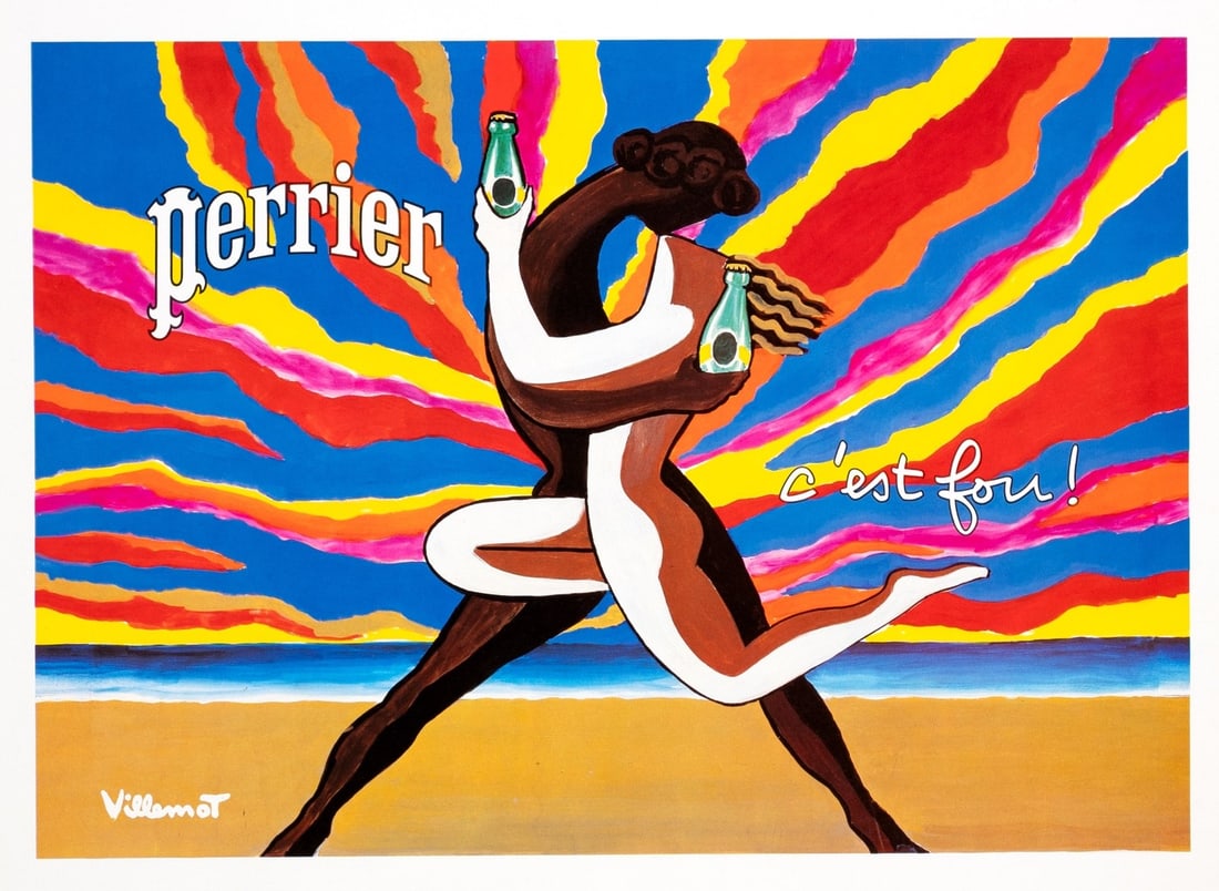 Poster Perrier "Couple Dansant" Original Bernard Villemot Vintage: Poster Perrier "Couple Dansant" Original Bernard Villemot Vintage This listing features Poster Perrier "Couple Dansant" Original Bernard Villemot Vintage. Item specifics are provided below. Item Speci