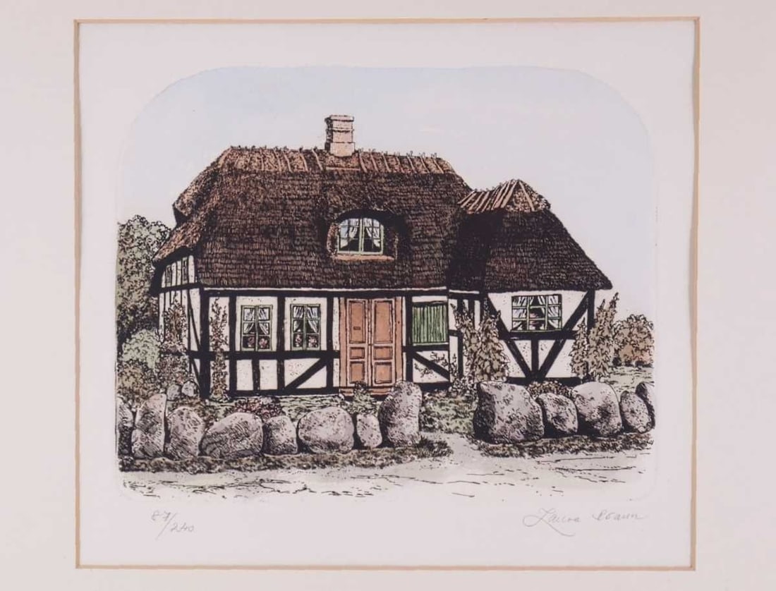 Art Laura Braun Original Limited Edition Print "My Country Home" Signed German (1 of 10)