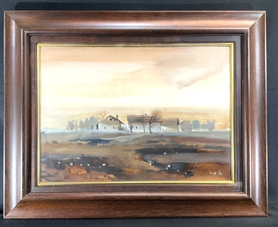 Landscape Andras Csikos Oil Painting 1985 Foggy Day Hungarian Modern Art: Landscape Andras Csikos Oil Painting 1985 Foggy Day Hungarian Modern Art This listing features Landscape Andras Csikos Oil Painting 1985 Foggy Day Hungarian Modern Art. Item specifics are provided bel