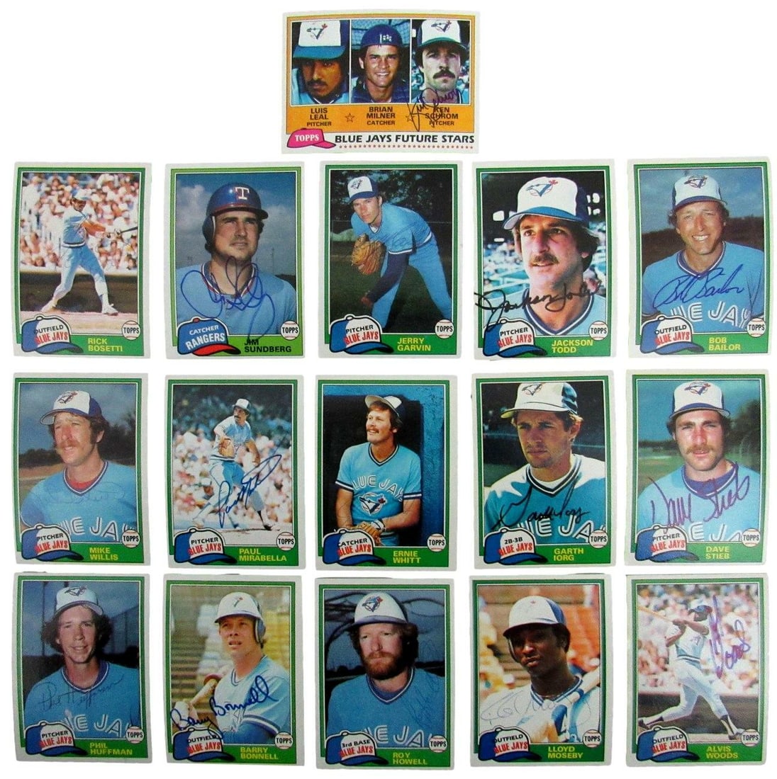 165488 Lot of 16 Toronto Blue Jays Signed/ Autographed 1981 TOPPS Trading Cards (1 of 2)