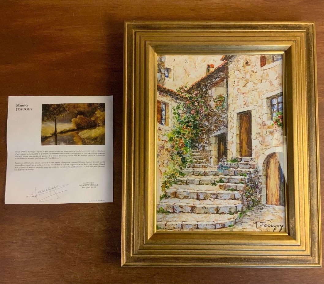 F4 Maurice Jeaugey Oil Painting ze Village France 1997 Signed Framed: F4 Maurice Jeaugey Oil Painting ze Village France 1997 Signed Framed This listing features F4 Maurice Jeaugey Oil Painting ze Village France 1997 Signed Framed. Item specifics are provided below. Item