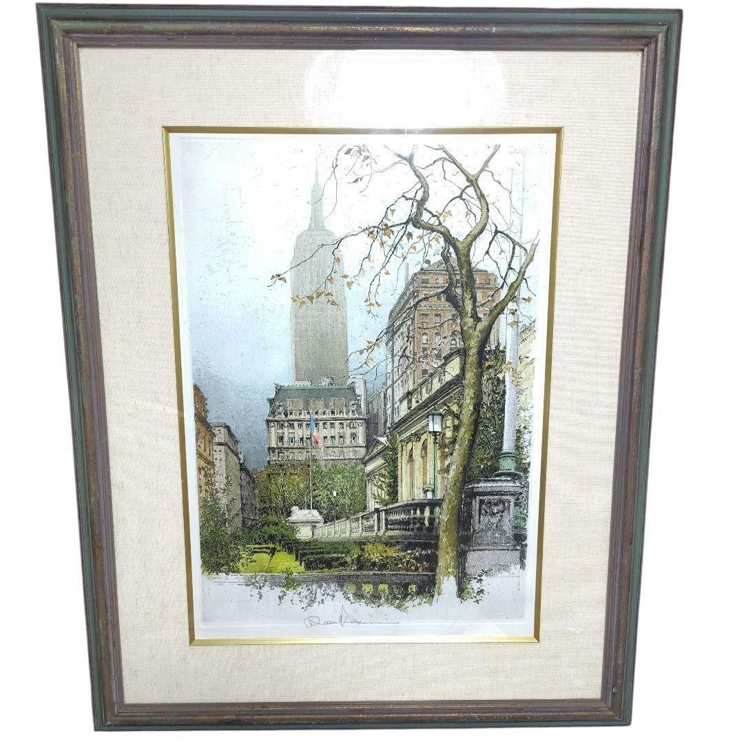 Framed - Robert Kasimir Color Etching "New York Empire State Building" Signed (1 of 10)