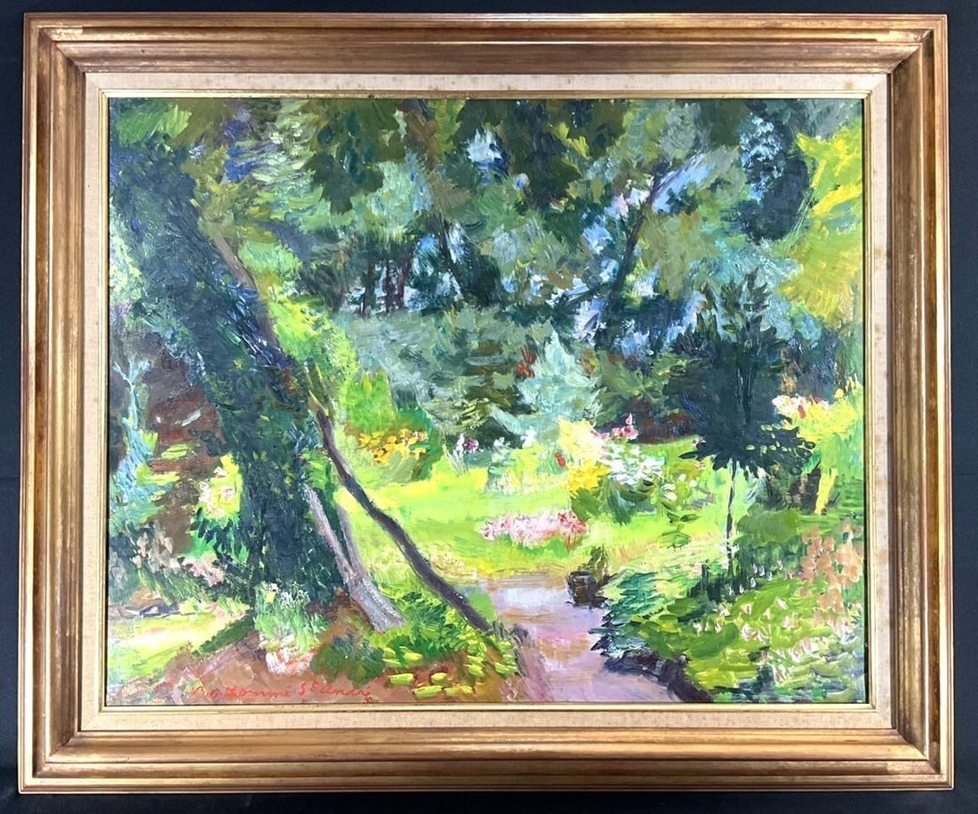 25F Louis Berthomm Saint-Andr Oil Painting "Ivy-Covered Tree" French Landscape (1 of 10)