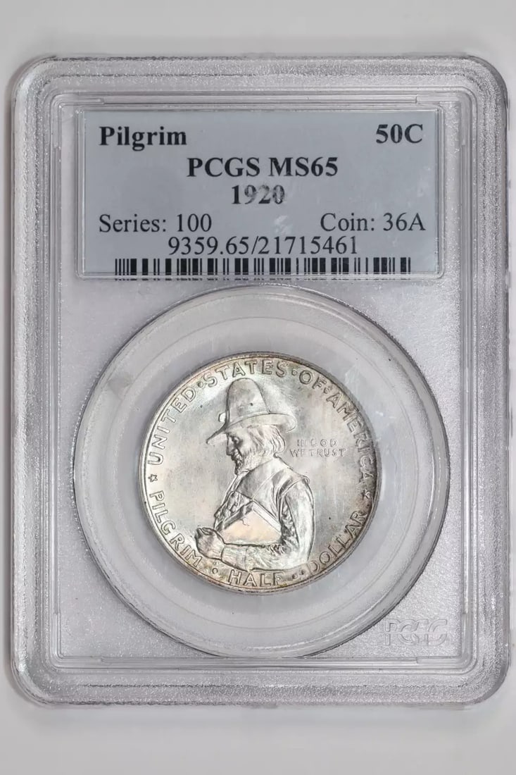 PQ 1920 PILGRIM COMMEMORATIVE HALF DOLLAR PCGS MS65 ORIGINAL (1 of 2)