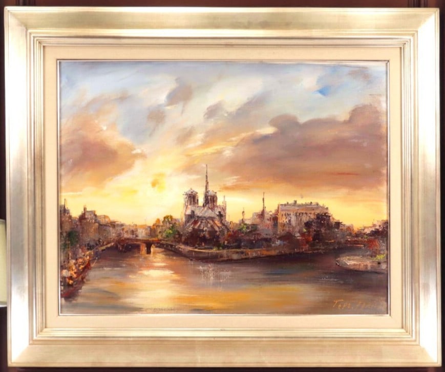Signed Tepo "Notre Dame de Paris" Original Oil Painting on Canvas P15 6550cm (1 of 10)