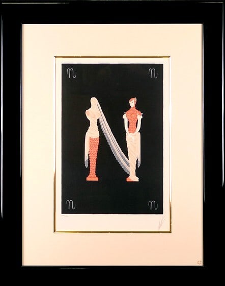 Vintage ERTE Alphabet N Silkscreen Art Deco Signed Serigraph Limited Edition: Vintage ERTE Alphabet N Silkscreen Art Deco Signed Serigraph Limited Edition This listing features Vintage ERTE Alphabet N Silkscreen Art Deco Signed Serigraph Limited Edition. Item specifics are
