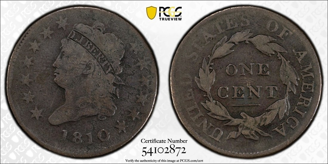 DETAILS 1810 CLASSIC HEAD LARGE CENT PCGS VG (1 of 3)
