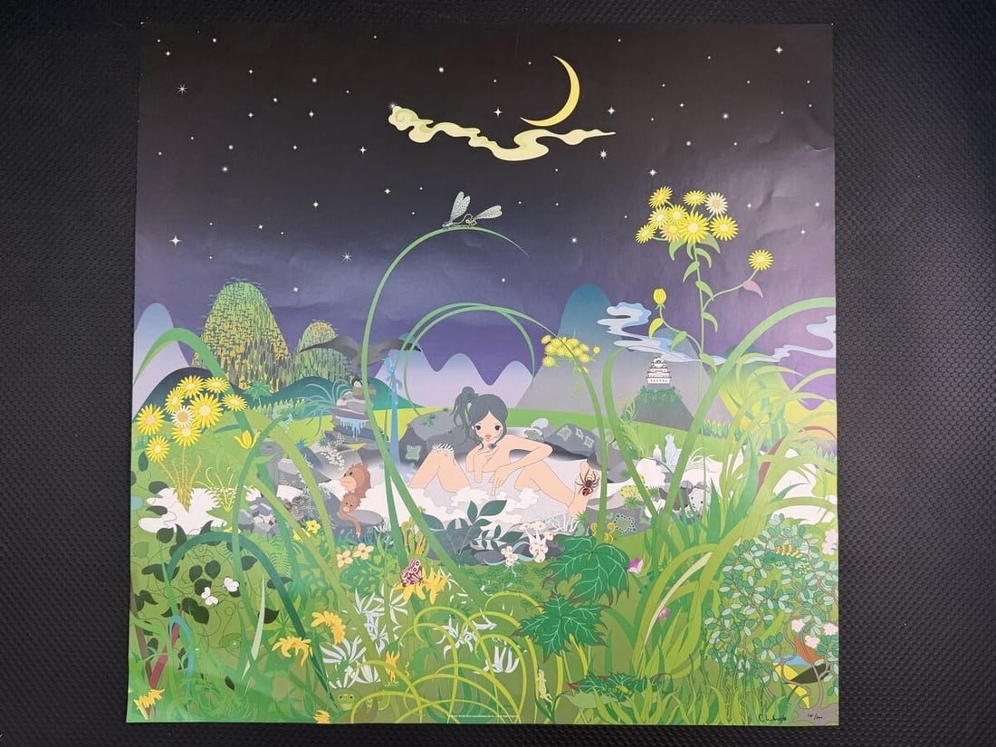 Art Chiho Aoshima Hot Spring Lithograph Signed ED 115/ 300 Sheet Only Japanese (1 of 10)