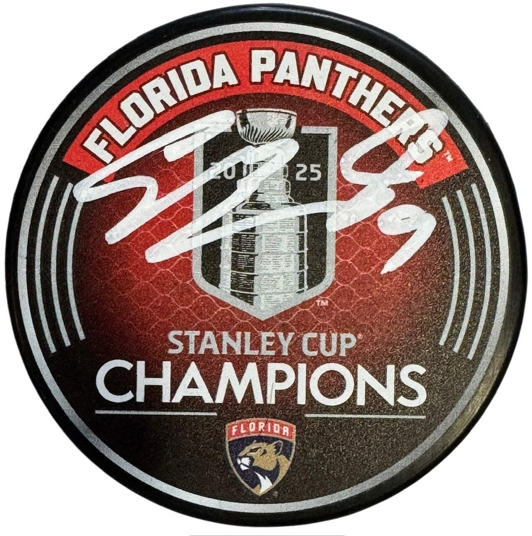 Witness) Sam Bennett Autographed 2025 Stanley Cup Champions Official Puck (JSA (1 of 2)
