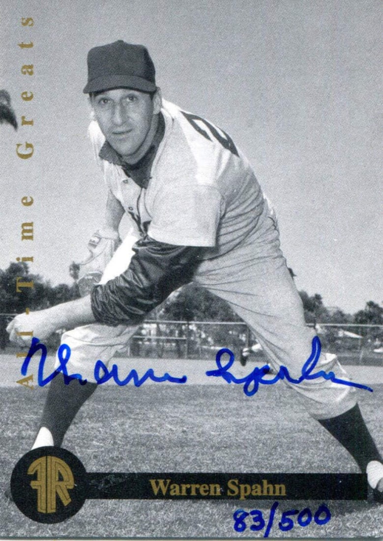 500 Warren Spahn Autographed Front Row Card #83/ (1 of 1)