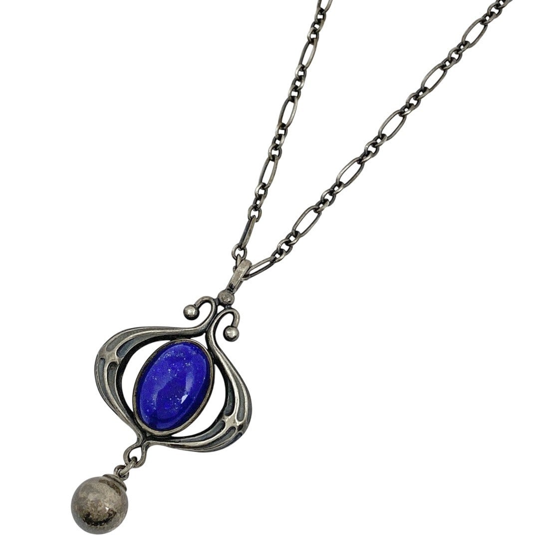 inch Georg Jensen 2013 Lapis Lazuli Necklace Chain Pendant Sterling Silver 17.7 (1 of 4)