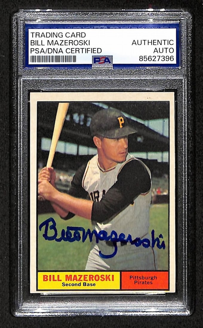 BA204713 1961 Topps Bill Mazeroski HOF Signed/ Autographed Card Pirates PSA/ DNA (1 of 2)