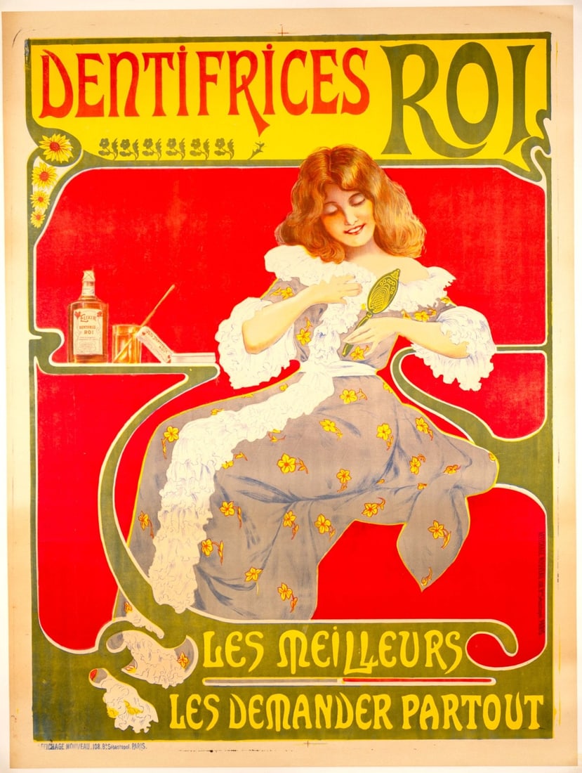 1890 Art Nouveau Toothpaste Poster Dentifrices Roi Toothpaste Of The King (1 of 3)