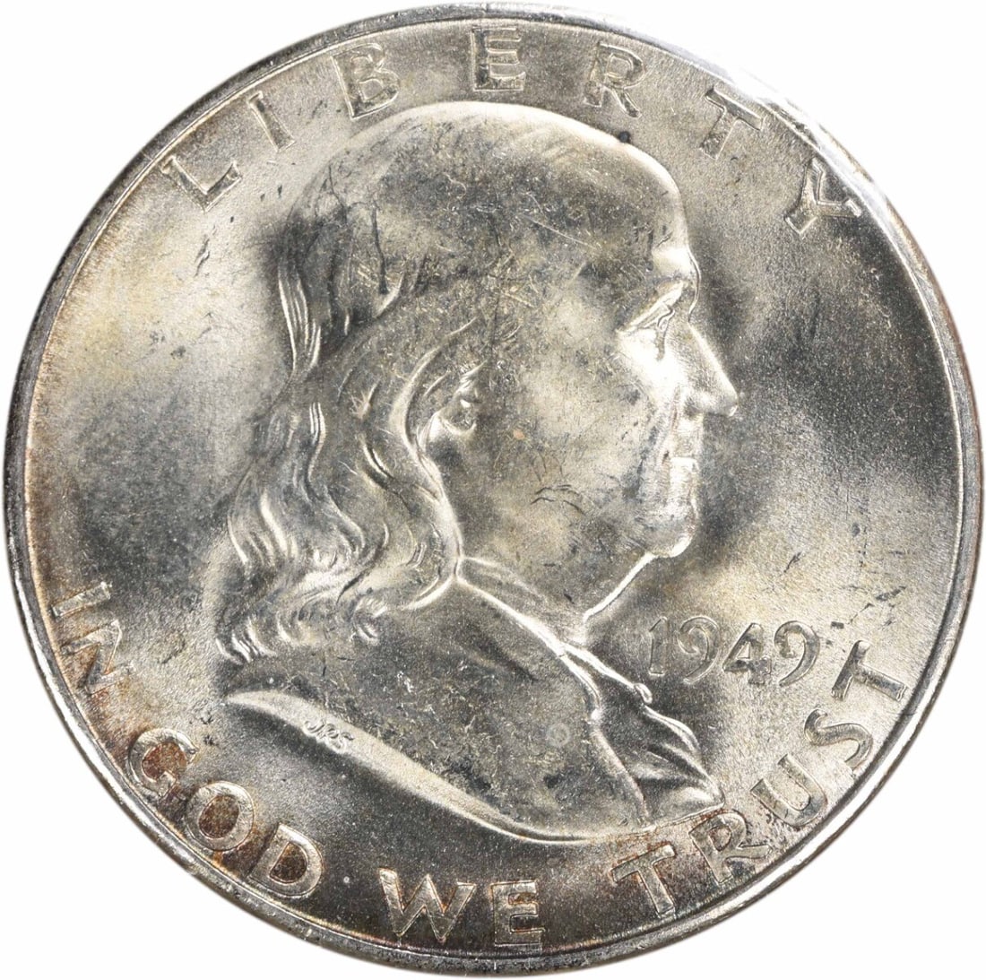 Uncertified 1949-S/ S Franklin Silver Half Dollar RPM1 Choice BU (1 of 2)