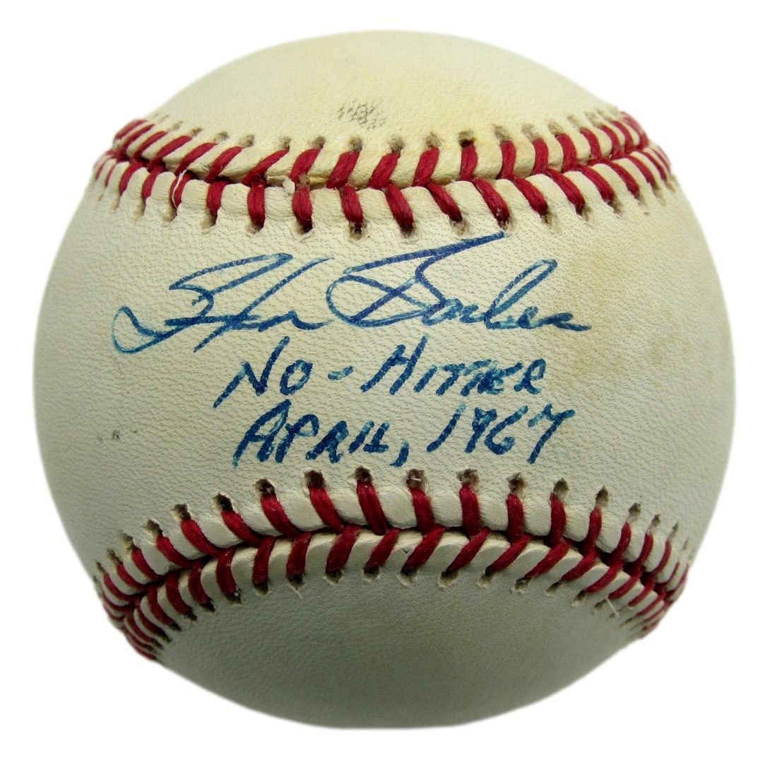 JSA Steve Barber Autographed/ Inscribed OAL Baseball Baltimore Orioles No-Hitter (1 of 3)