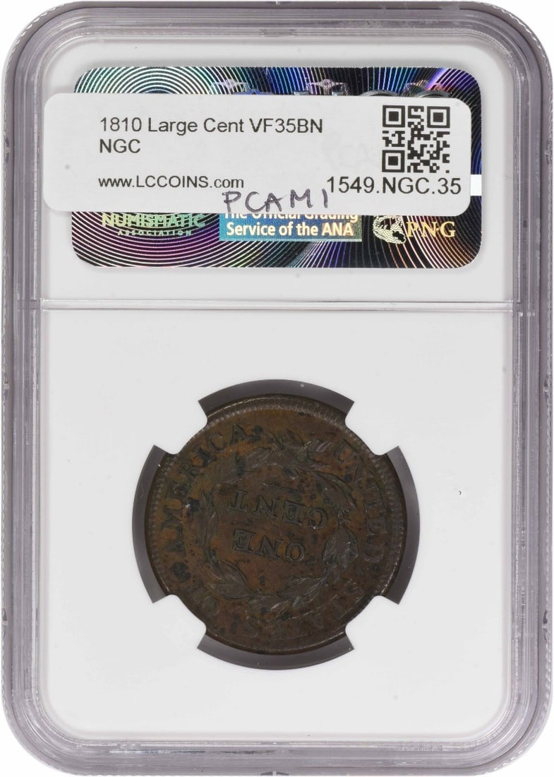 NGC 1810 Large Cent VF35BN - 2