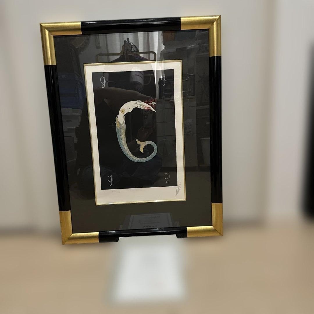 COA Erte Alphabet Suite G Signed Serigraph Signed ED 215/ 350 Framed With (1 of 9)