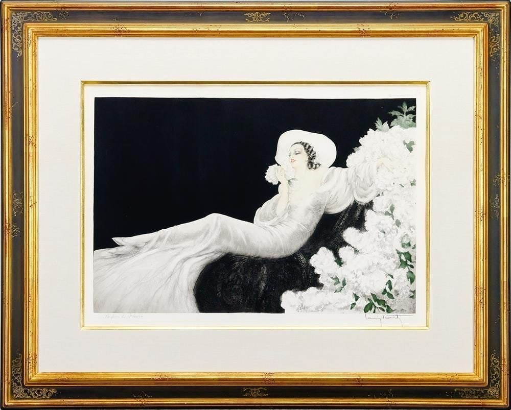 Collectible Louis Icart Loves Blossom Etching Signed Framed Art Deco Vintage (1 of 9)